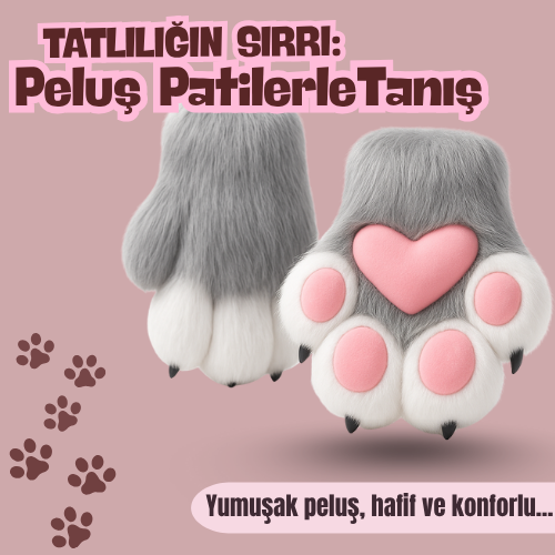 Peluş Pati Eldiven – Yumuşak, Sevimli, Hafif – Aksesuar & Hediye İçin İdeal